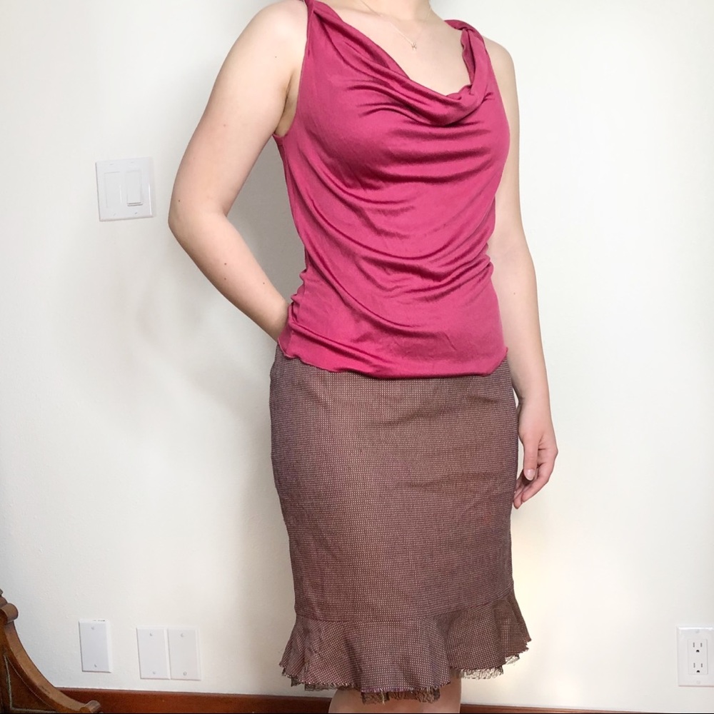 Tom K Nguyen Set: Berry Silk Top, Tiny Dot Skirt